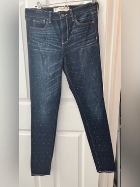 Abercrombie & Fitch Dark Indigo Rhinestone Skinny Jeans
